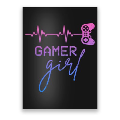 Gamer Girl Cute Heartbeat Gamer For Girl Video Game Lovers Poster