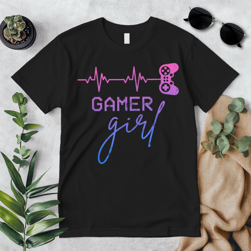 Gamer Girl Cute Heartbeat Gamer For Girl Video Game Lovers Premium T-Shirt