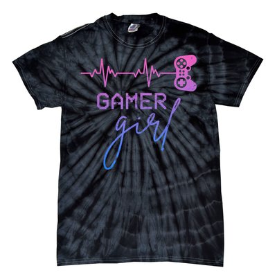 Gamer Girl Cute Heartbeat Gamer For Girl Video Game Lovers Tie-Dye T-Shirt