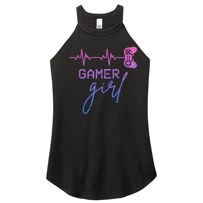 Gamer Girl Cute Heartbeat Gamer For Girl Video Game Lovers Women’s Perfect Tri Rocker Tank