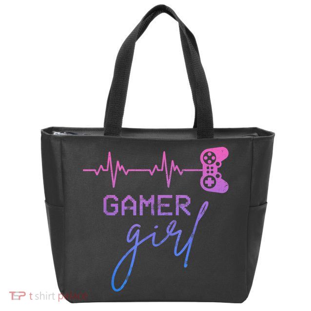 Gamer Girl Cute Heartbeat Gamer For Girl Video Game Lovers Zip Tote Bag