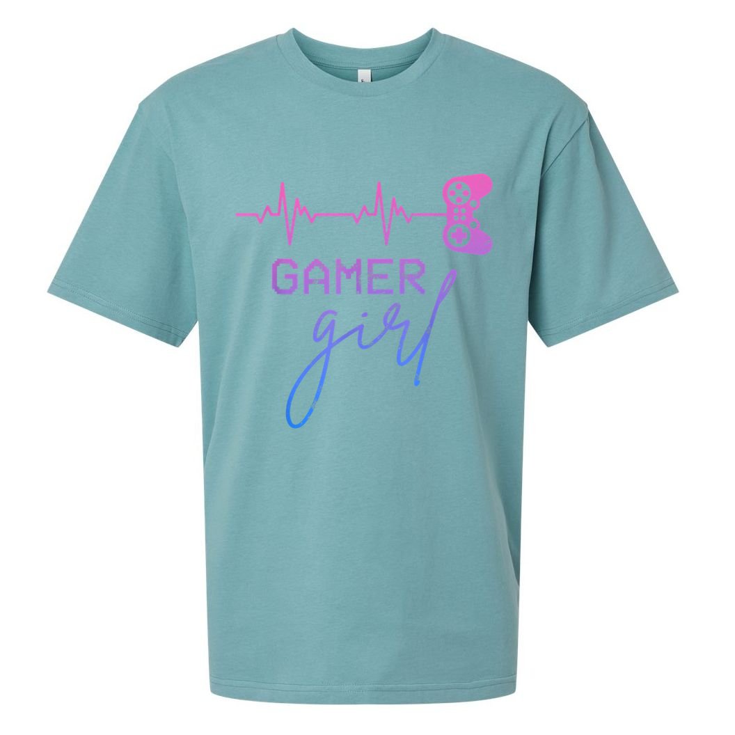 Gamer Girl Cute Heartbeat Gamer For Girl Video Game Lovers Sueded Cloud Jersey T-Shirt