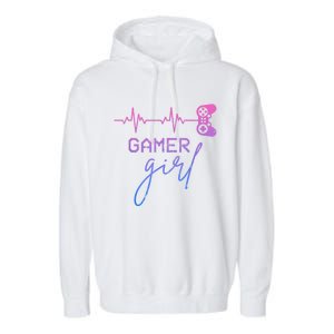 Gamer Girl Cute Heartbeat Gamer For Girl Video Game Lovers Garment-Dyed Fleece Hoodie