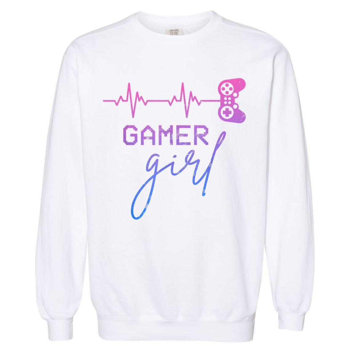 Gamer Girl Cute Heartbeat Gamer For Girl Video Game Lovers Garment-Dyed Sweatshirt