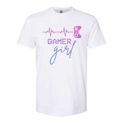 Gamer Girl Cute Heartbeat Gamer For Girl Video Game Lovers Softstyle CVC T-Shirt