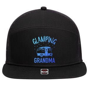 Glamping Grandma Camping Caravan Trailer Great Gift 7 Panel Mesh Trucker Snapback Hat