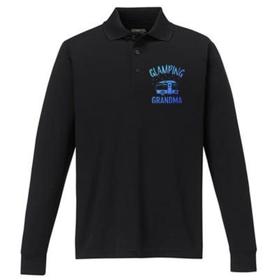 Glamping Grandma Camping Caravan Trailer Great Gift Performance Long Sleeve Polo