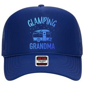 Glamping Grandma Camping Caravan Trailer Great Gift High Crown Mesh Back Trucker Hat