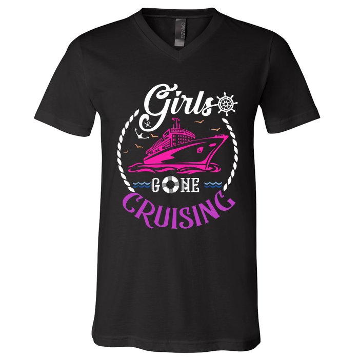 Girl Gone Cruising Matching Group Matching Team Vacation V-Neck T-Shirt