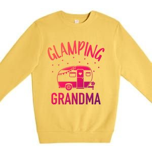 Glamping Grandma Camping Caravan Trailer Great Gift Premium Crewneck Sweatshirt