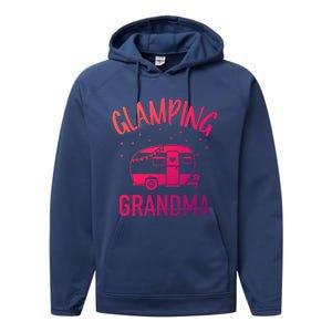 Glamping Grandma Camping Caravan Trailer Great Gift Performance Fleece Hoodie