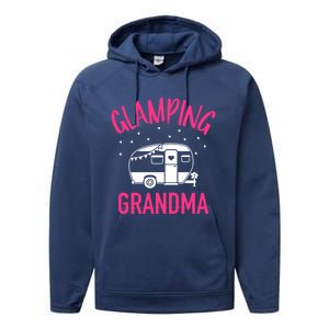 Glamping Grandma Camping Caravan Trailer Gift Performance Fleece Hoodie