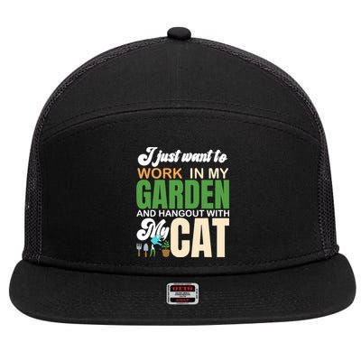 Gardening Graphic Cat Lover Gardener Garden Pet Gifts Plants 7 Panel Mesh Trucker Snapback Hat