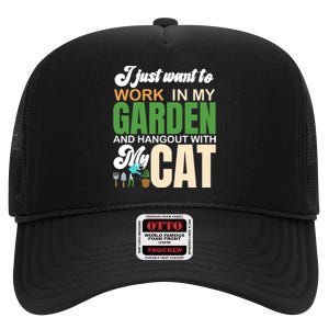 Gardening Graphic Cat Lover Gardener Garden Pet Gifts Plants High Crown Mesh Back Trucker Hat