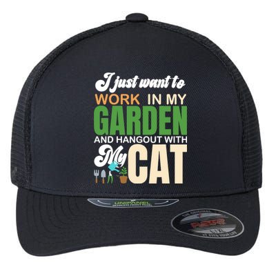 Gardening Graphic Cat Lover Gardener Garden Pet Gifts Plants Flexfit Unipanel Trucker Cap