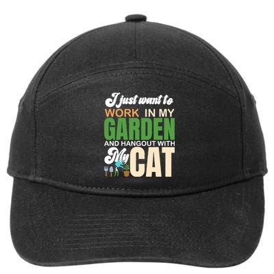 Gardening Graphic Cat Lover Gardener Garden Pet Gifts Plants 7-Panel Snapback Hat