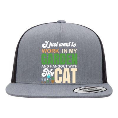 Gardening Graphic Cat Lover Gardener Garden Pet Gifts Plants Flat Bill Trucker Hat