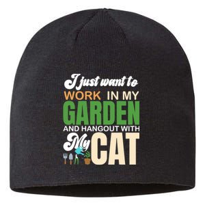 Gardening Graphic Cat Lover Gardener Garden Pet Gifts Plants Sustainable Beanie