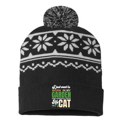 Gardening Graphic Cat Lover Gardener Garden Pet Gifts Plants USA-Made Snowflake Beanie