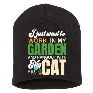 Gardening Graphic Cat Lover Gardener Garden Pet Gifts Plants Short Acrylic Beanie