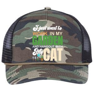 Gardening Graphic Cat Lover Gardener Garden Pet Gifts Plants Retro Rope Trucker Hat Cap