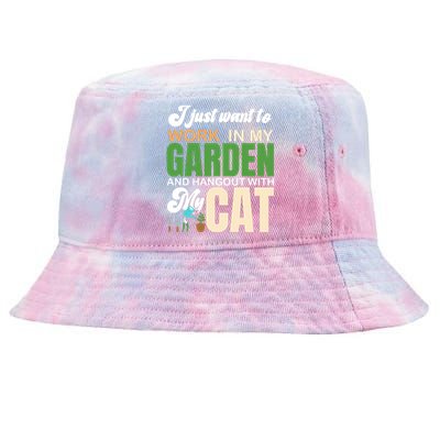 Gardening Graphic Cat Lover Gardener Garden Pet Gifts Plants Tie-Dyed Bucket Hat