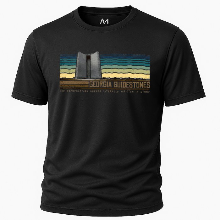 Georgia Guidestones Depopulation Written In Stone Retro Cooling Performance Crew T-Shirt