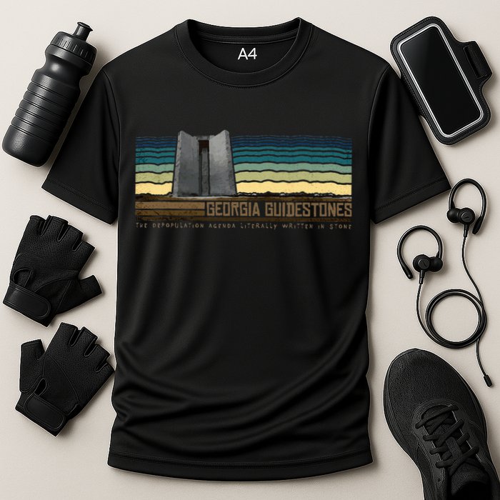 Georgia Guidestones Depopulation Written In Stone Retro Cooling Performance Crew T-Shirt
