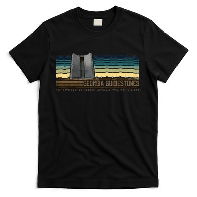 Georgia Guidestones Depopulation Written In Stone Retro T-Shirt