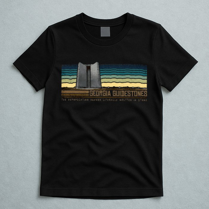 Georgia Guidestones Depopulation Written In Stone Retro T-Shirt