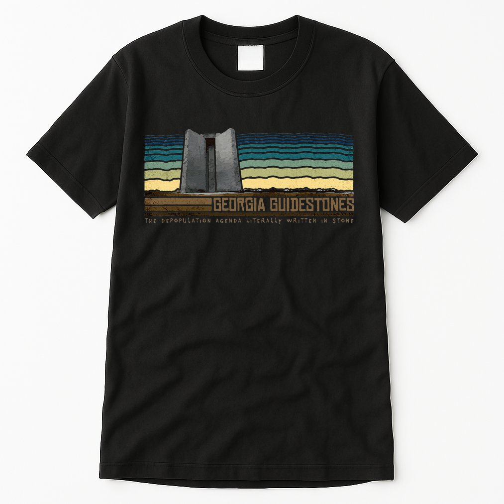 Georgia Guidestones Depopulation Written In Stone Retro Tall T-Shirt