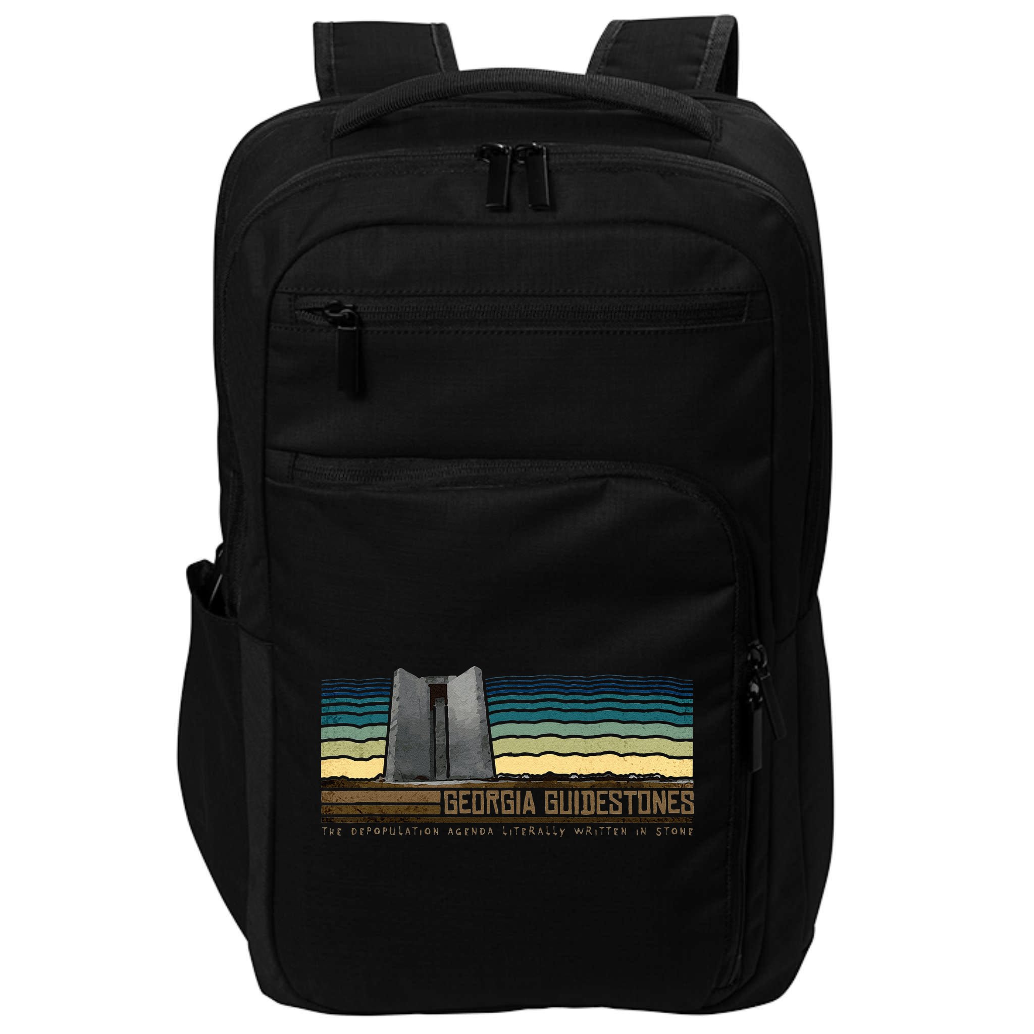 Georgia Guidestones Depopulation Written In Stone Retro Impact Tech Backpack