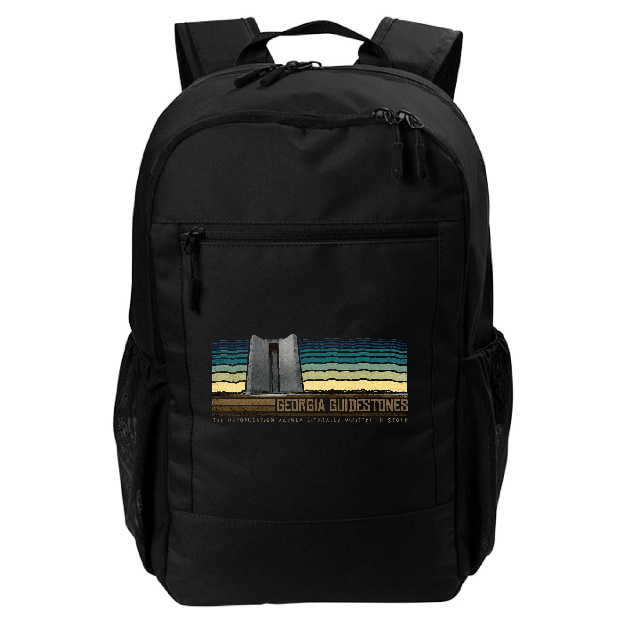 Georgia Guidestones Depopulation Written In Stone Retro Backpack