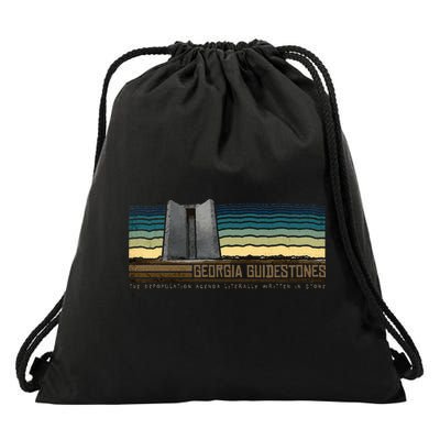 Georgia Guidestones Depopulation Written In Stone Retro Drawstring Bag
