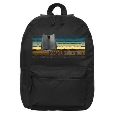Georgia Guidestones Depopulation Written In Stone Retro 16 in Basic Backpack