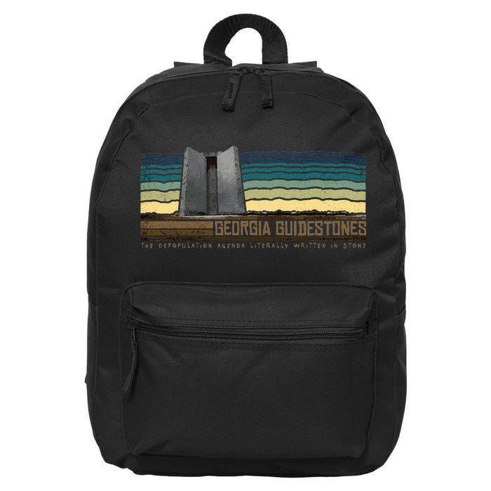 Georgia Guidestones Depopulation Written In Stone Retro 16 in Basic Backpack