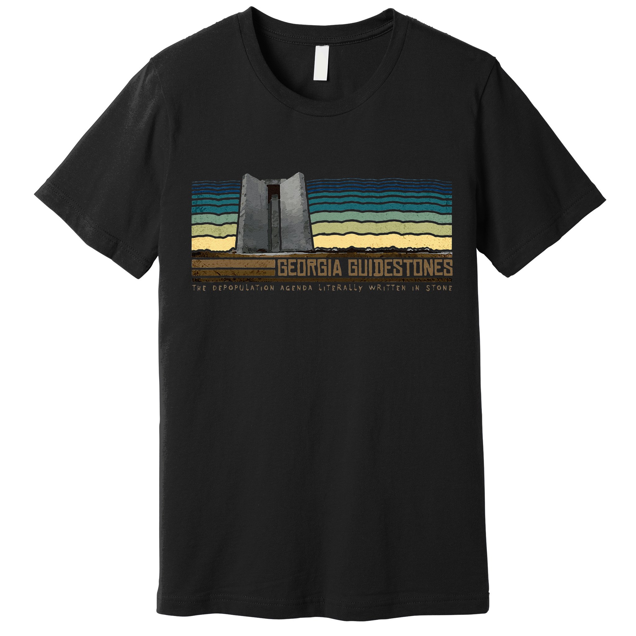 Georgia Guidestones Depopulation Written In Stone Retro Premium T-Shirt