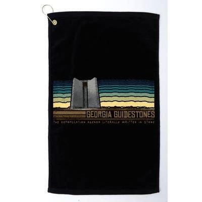 Georgia Guidestones Depopulation Written In Stone Retro Golf Towel