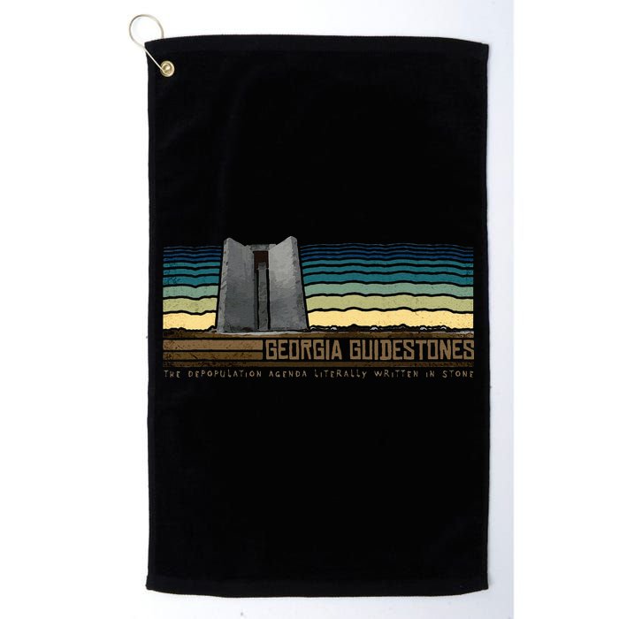 Georgia Guidestones Depopulation Written In Stone Retro Golf Towel