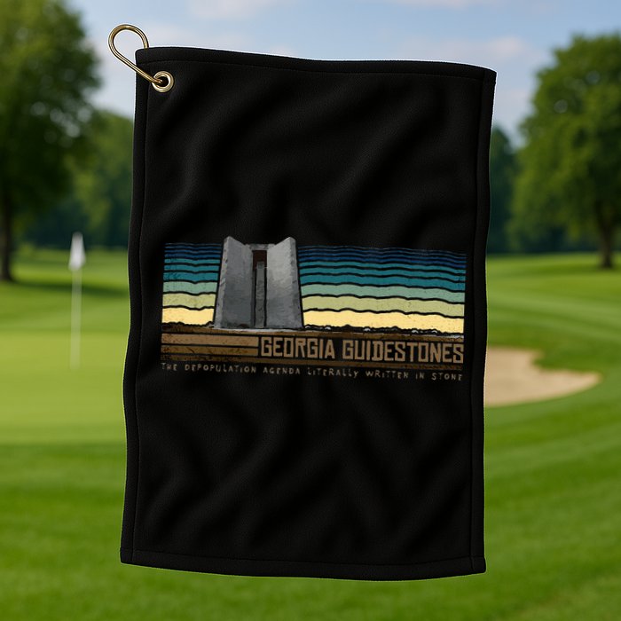 Georgia Guidestones Depopulation Written In Stone Retro Golf Towel