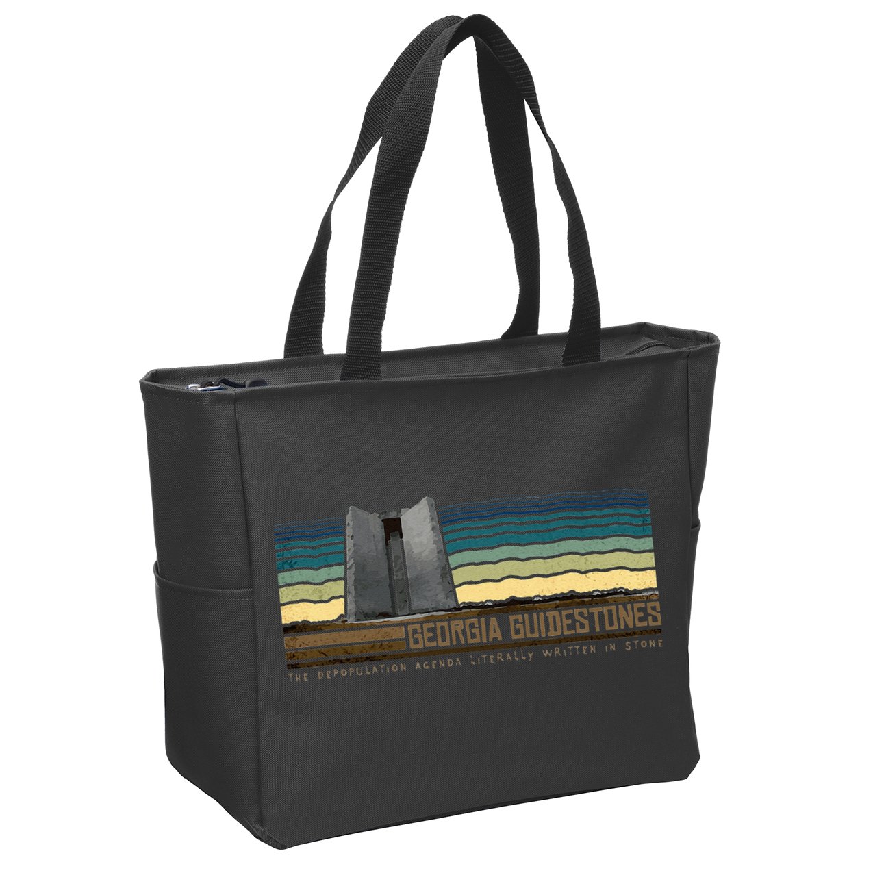 Georgia Guidestones Depopulation Written In Stone Retro Zip Tote Bag