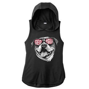 Ga Georgia Dog Sport Lovers Ladies PosiCharge Tri-Blend Wicking Draft Hoodie Tank