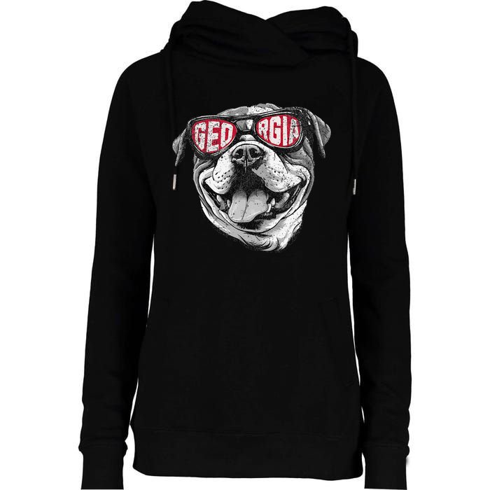 Ga Georgia Dog Sport Lovers Womens Funnel Neck Pullover Hood