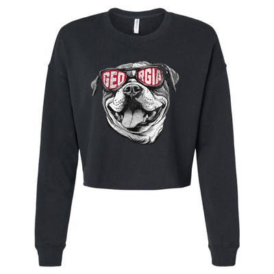 Ga Georgia Dog Sport Lovers Cropped Pullover Crew