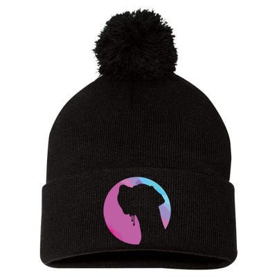 German Great Dane Profile Starry Sky MultiColoured Pom Pom 12in Knit Beanie