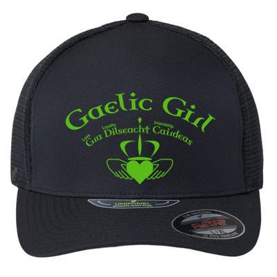 Gaelic Gra Dilseacht Cairdeas Claddagh Gift Flexfit Unipanel Trucker Cap