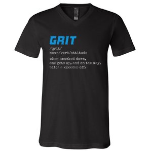 Grit Grit Definition Funny Grit Detroit V-Neck T-Shirt