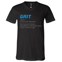 Grit Grit Definition Funny Grit Detroit V-Neck T-Shirt