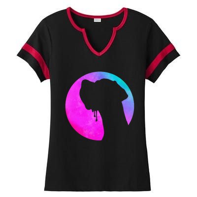 German Great Dane Profile Starry Sky MultiColoured Ladies Halftime Notch Neck Tee