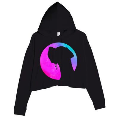 German Great Dane Profile Starry Sky MultiColoured Crop Fleece Hoodie